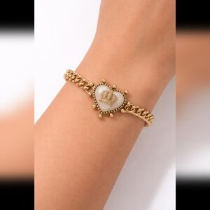 Juicy Couture Heart Crown Mother of Pearl Bracelet Y2K
